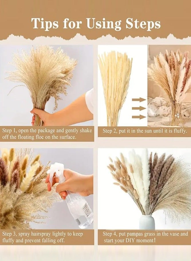 BELLSBERRY 110 قطعة من زينة عشب البامبا الطبيعي - 43 سم من الزهور المجففة بأسلوب بوهيمي للداخل أو الخارج - Image 4