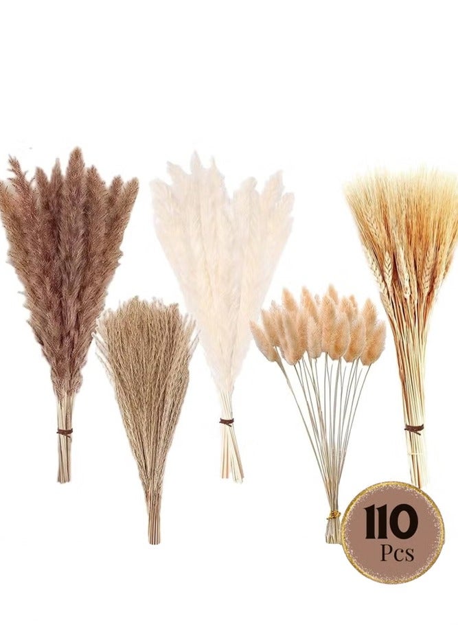 BELLSBERRY 110 قطعة من زينة عشب البامبا الطبيعي - 43 سم من الزهور المجففة بأسلوب بوهيمي للداخل أو الخارج - Image 1