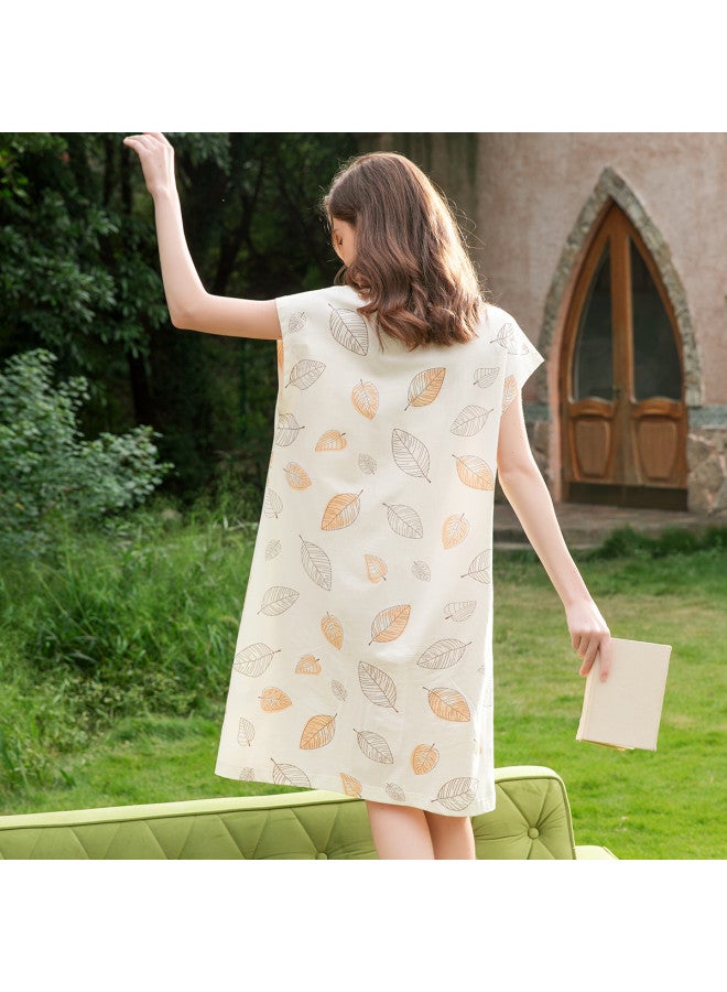 Fenton breathable Thin V-neck Loose Midi Sleep Dress Soft Women's Pajamas - Image 3