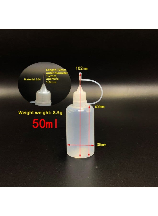 Make-up Water Is Bottled 5ml 10ML 20ml 50ml Syringe Bottle Pointed Mouth Empty Bottle PET Bottle Dispensing Bottle-Color:50ml Pinhole Bottle (assembled)  - Image 1