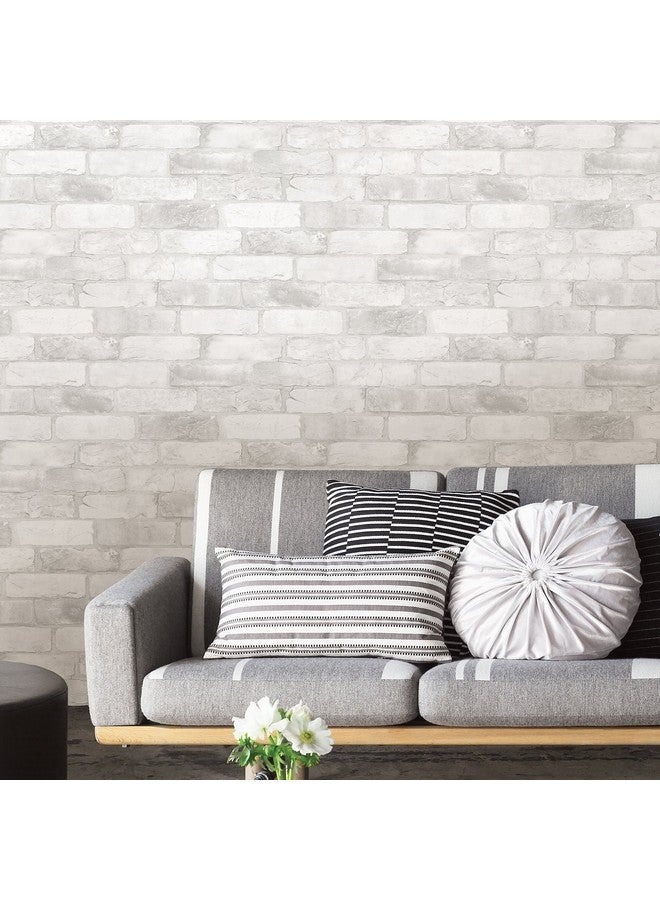 NuWallpaper Nu2218 Loft Brick Peel Stick Wallpaper White & Offwhite - Image 2