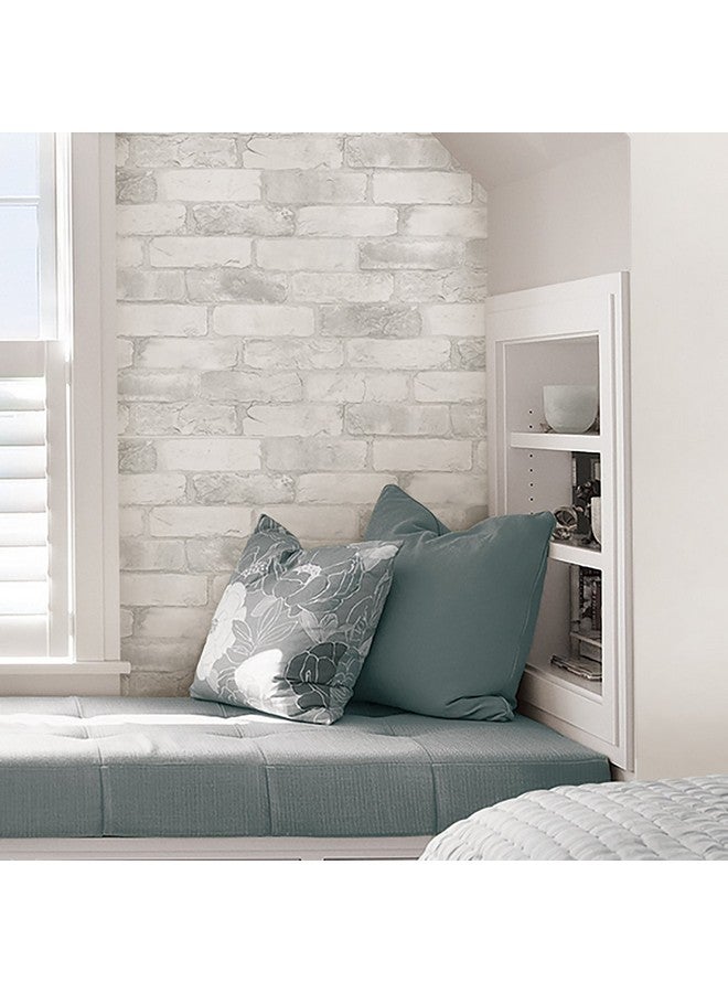 NuWallpaper Nu2218 Loft Brick Peel Stick Wallpaper White & Offwhite - Image 4