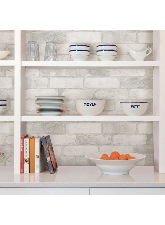 NuWallpaper Nu2218 Loft Brick Peel Stick Wallpaper White & Offwhite - Image 5