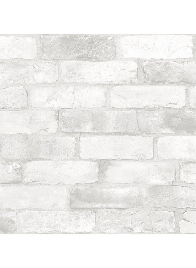 NuWallpaper Nu2218 Loft Brick Peel Stick Wallpaper White & Offwhite - Image 1