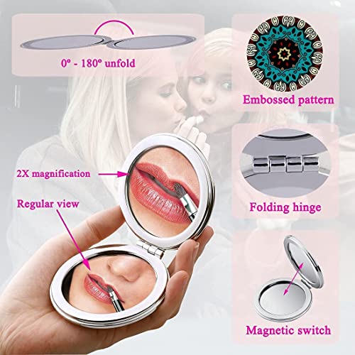 EXCADRILL Portable Folding Pu Leather Makeup Mirror for Women | Magnifying Travel Makeup Mirror for Purse (Round, 2.5 x 2.5 x 0.4 inches) - Image 5