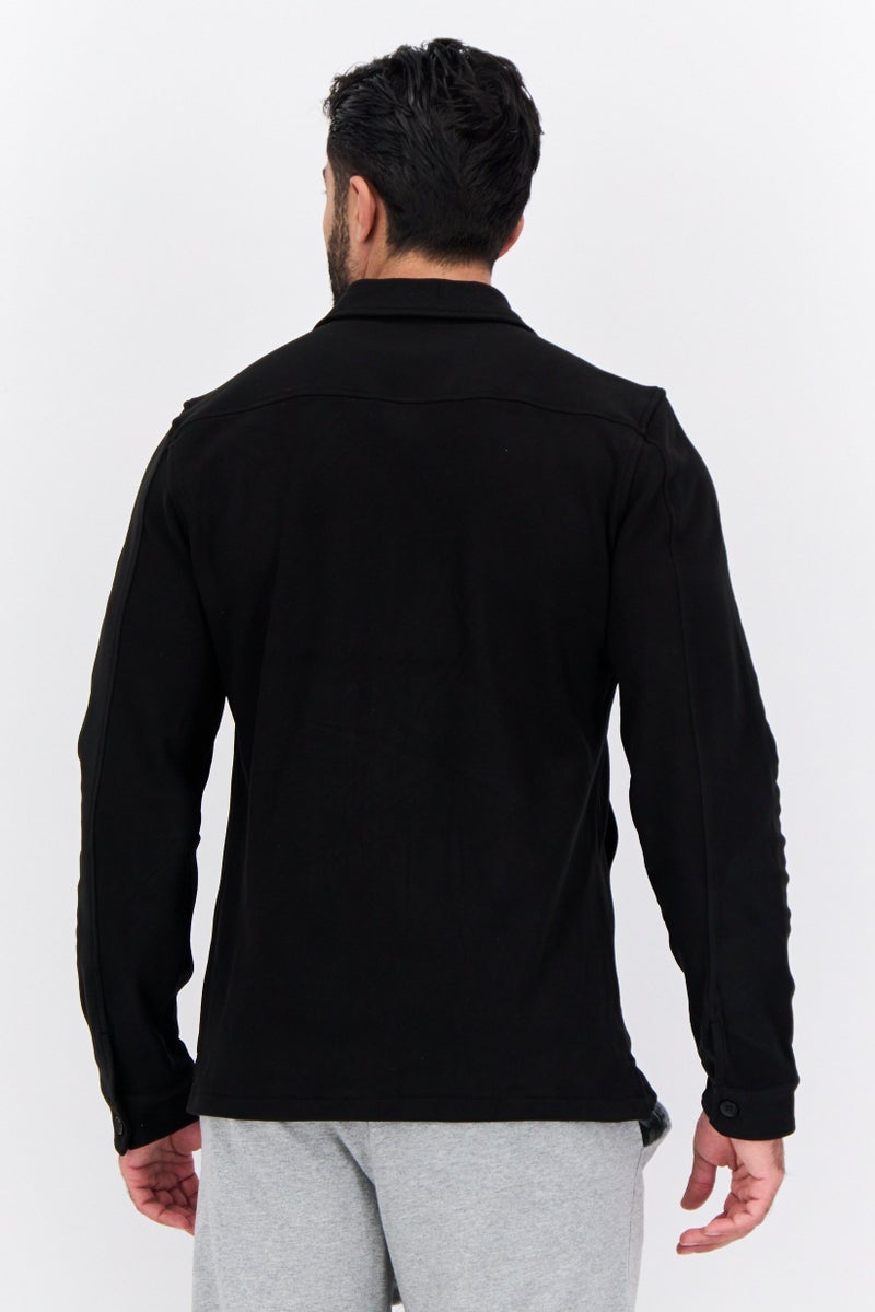 Civil Society Men Plain Long Sleeve Jacket Shirt, Black - Image 3