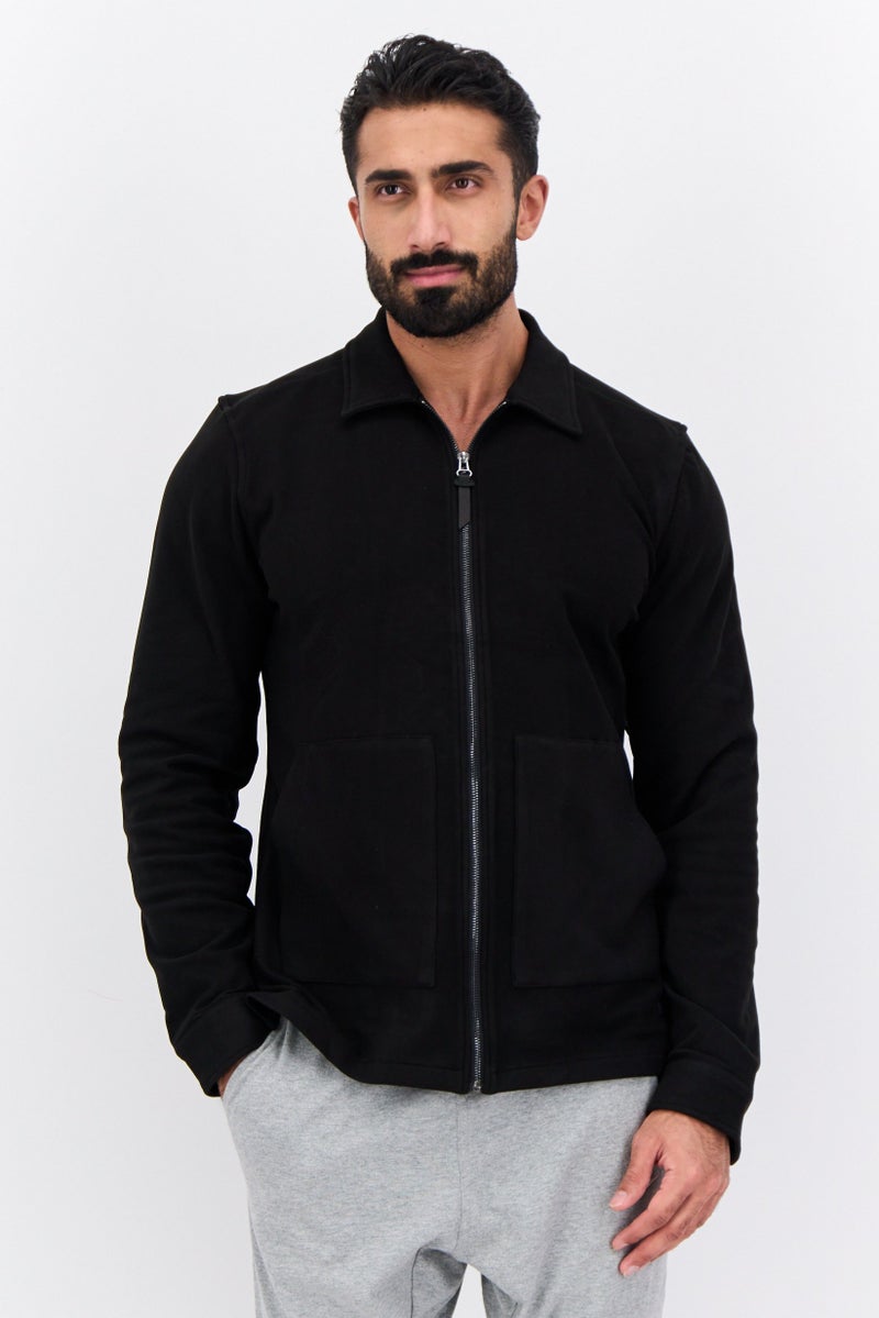 Civil Society Men Plain Long Sleeve Jacket Shirt, Black - Image 1