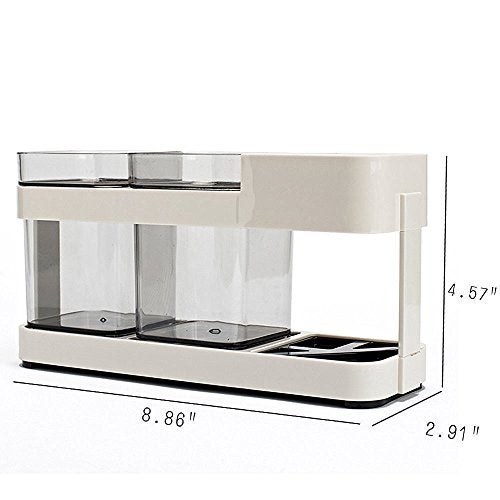 Zollyss 2 Cups Toothbrush Toothpaste Stand Holder Storage Organizer - (Pack Of 1,Plastic) - Image 3