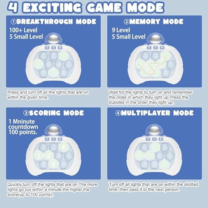 FAST PUSH GAME, FIDGET TOY FOR TEENS, HANDHELD GAME, LIGHT UP EDUCATIONAL GAME MACHINE, FAST PUSH BUBBLE GAME, AUTISM SENSORY TOY, RELIEF PARTY GIFT FOR GIRLS AGED 3-12 (STRAWBERRY BEAR) - Image 5