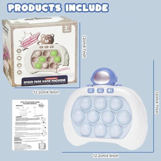FAST PUSH GAME, FIDGET TOY FOR TEENS, HANDHELD GAME, LIGHT UP EDUCATIONAL GAME MACHINE, FAST PUSH BUBBLE GAME, AUTISM SENSORY TOY, RELIEF PARTY GIFT FOR GIRLS AGED 3-12 (STRAWBERRY BEAR) - Image 3