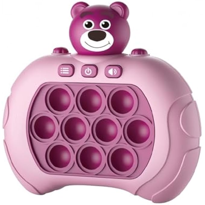 FAST PUSH GAME, FIDGET TOY FOR TEENS, HANDHELD GAME, LIGHT UP EDUCATIONAL GAME MACHINE, FAST PUSH BUBBLE GAME, AUTISM SENSORY TOY, RELIEF PARTY GIFT FOR GIRLS AGED 3-12 (STRAWBERRY BEAR) - Image 1