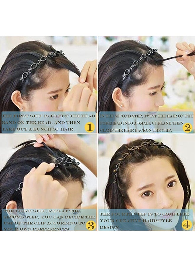 HY - 2 Pcs Bangs Hairstyle Hairpin Headband, Professional Weave Bangs Clip, Toothed Headband Braid Tool, Women Girls Fashion Hair Accessories (Black and Brown) - Image 1