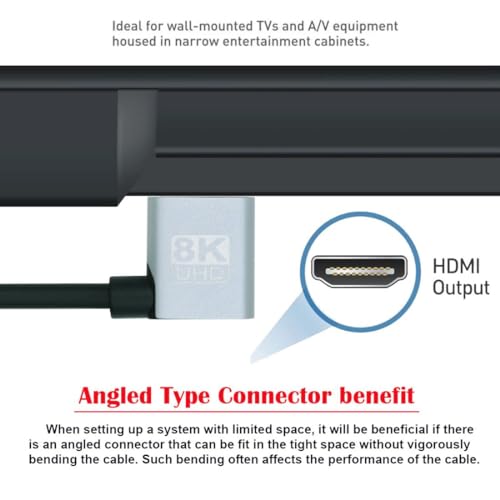 chenyang HDMI 2.1 Cable,HDMI Male to Male 90 Degree Left Angled 8K@60Hz 4K@120Hz 48Gbps Ultra High-Speed Gold-Plated Cable 0.5M for TV, Monitor, Computer - Image 3