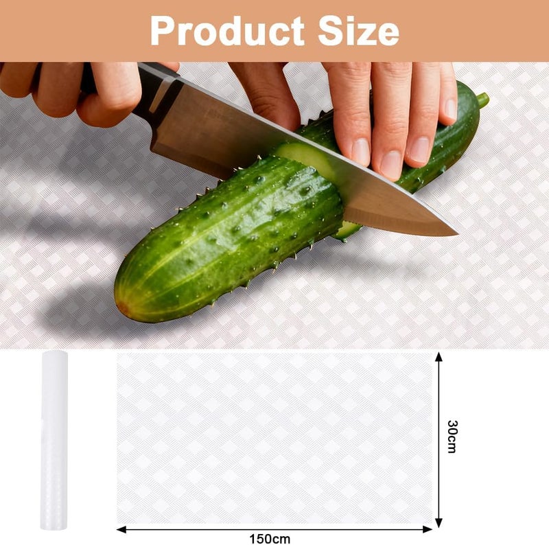 hotut Shelf Liners,Waterproof Shelf Liner,Kitchen Drawer Liner Drawer Mats,Oil-Proof,Anti-Slip Non-Adhesive,Plastic EVA Material BPA Free,Cupboard Cabinet shelf protector (Transparent/30cm x 150cm) - Image 2