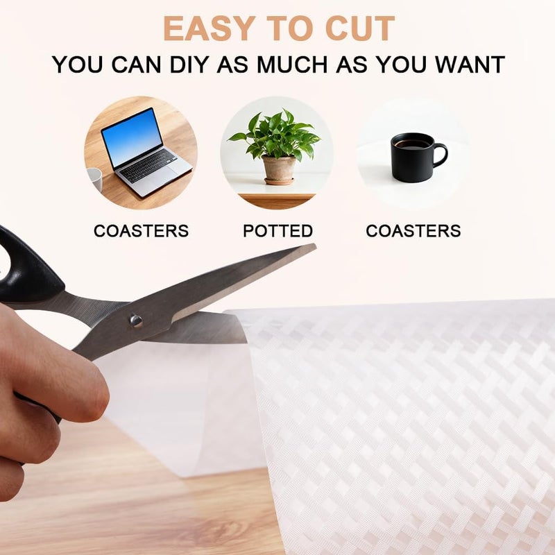 hotut Shelf Liners,Waterproof Shelf Liner,Kitchen Drawer Liner Drawer Mats,Oil-Proof,Anti-Slip Non-Adhesive,Plastic EVA Material BPA Free,Cupboard Cabinet shelf protector (Transparent/30cm x 150cm) - Image 4