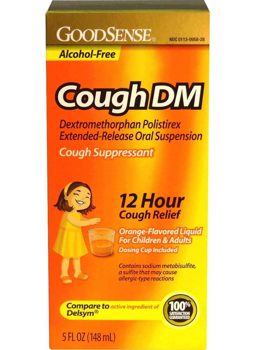 PS Medical GoodSense Cough DM 12 Hour Relief, Childrens, Orange, Alcohol Free, 5 oz 