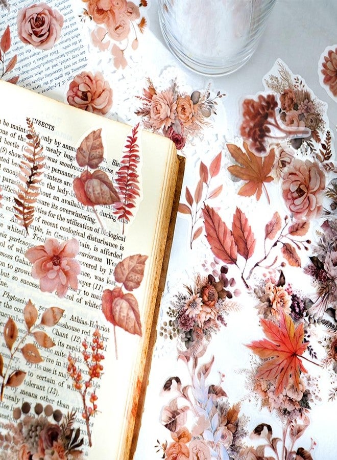Obujopal 100 Pcs Natural Botanical Flower Stickers, Wildflower Stickers for Scrapbooking Junk Journal Notebook Diary Planner Letter Envelope Water Bottle Phone Case Craft Decoration (Autumn) - Image 3