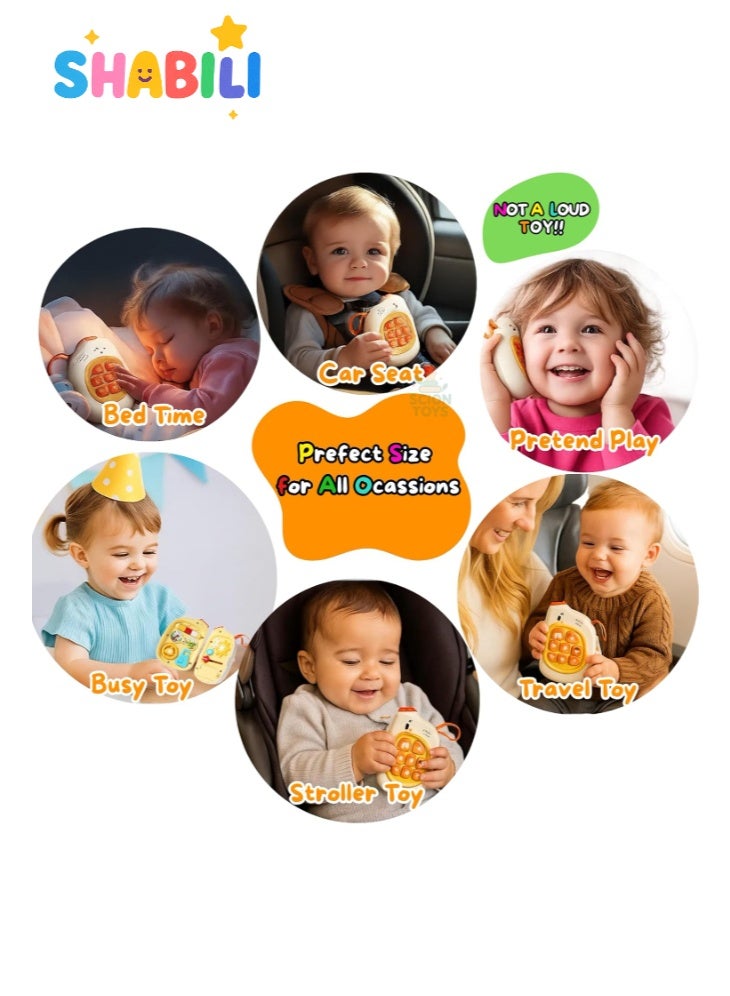 شبيلي هاتف موسيقي للأطفال ولوحة أنشطة حسية 2 في 1 من بلاستيك ABS خالٍ من BPA، لعبة مونتيسوري بأصوات وموسيقى مع قرص وهمي وقفل وتروس ومنزلق، مناسبة لعمر 18–36 شهرًا للسفر وعربة الأطفال ووقت النوم  ⸻ - Image 4