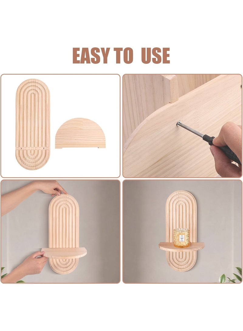 XiuWoo 2-Pcs Boho Wood Wall Hanging Shelves, Arch Decor Shelf, Home Floating Storage Shelf, Bohemian Display Shelving, Wall Decor Rack for Home, Office - Image 3