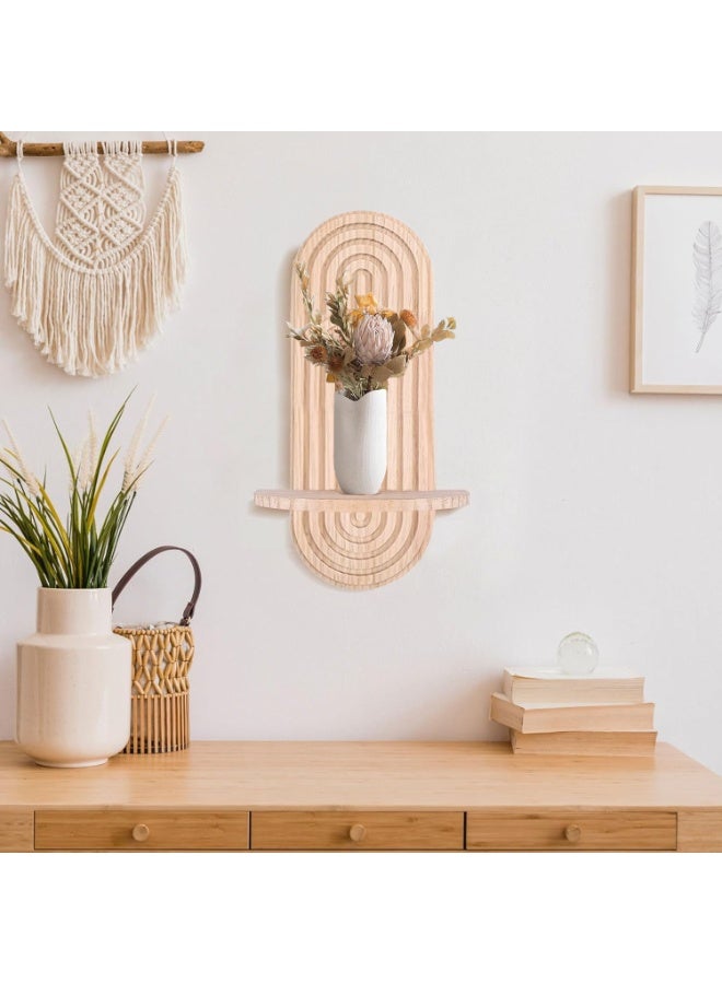XiuWoo 2-Pcs Boho Wood Wall Hanging Shelves, Arch Decor Shelf, Home Floating Storage Shelf, Bohemian Display Shelving, Wall Decor Rack for Home, Office - Image 2