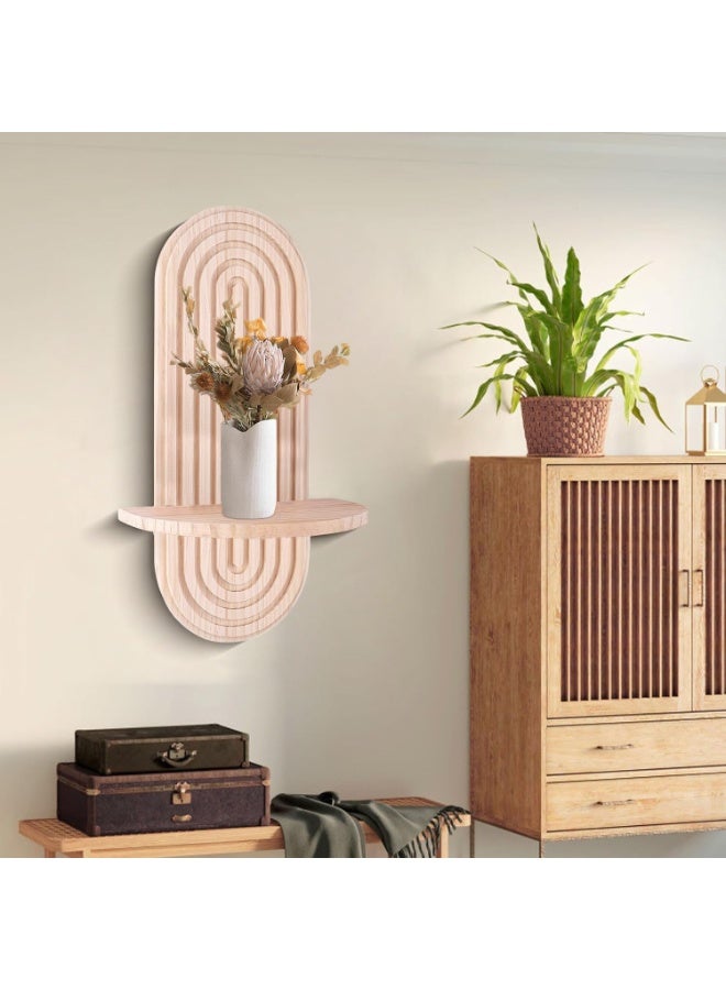 XiuWoo 2-Pcs Boho Wood Wall Hanging Shelves, Arch Decor Shelf, Home Floating Storage Shelf, Bohemian Display Shelving, Wall Decor Rack for Home, Office - Image 5