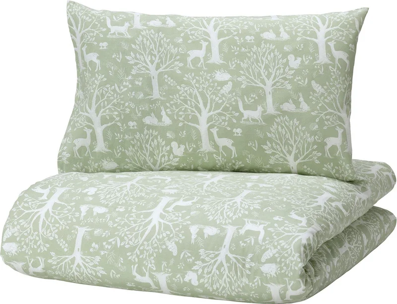 Ikea Baby Bedding Set Water Green Color-Forest Theme 110X125/35X55 cm Without Sheets