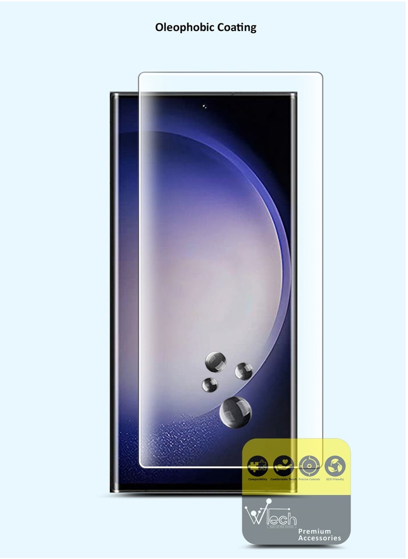 Wtech - Samsung Galaxy S23 Ultra 5G 2023 Premium Curved Edges UV Full Glue Full Cover Tempered Glass Screen Protector (MSGUCN) - Clear - Image 1