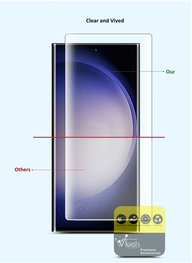 Wtech - Samsung Galaxy S23 Ultra 5G 2023 Premium Curved Edges UV Full Glue Full Cover Tempered Glass Screen Protector (MSGUCN) - Clear - Image 1