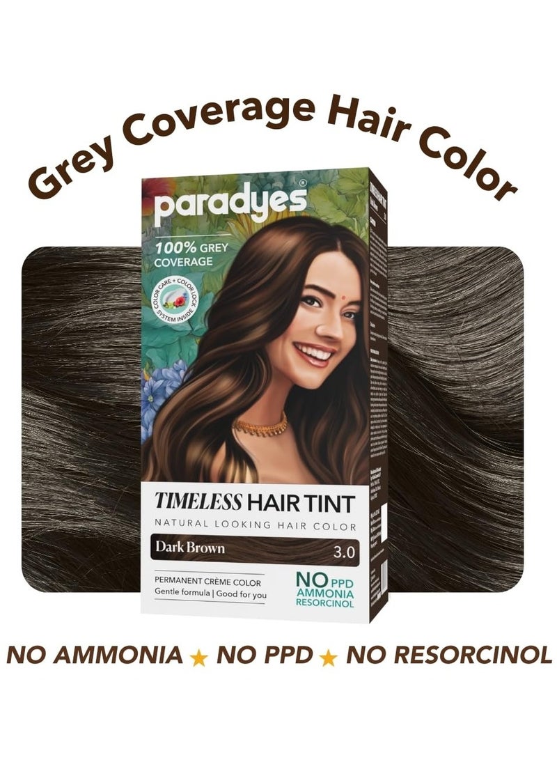 Paradyes Dark Brown Timeless Hair Tint, Permanent Crème Hair Colour for Natural-Looking Results, Complete Grey Coverage, Long-Lasting Formula Free from PPD, Ammonia, & Resorcinol, 3.0 Dark Brown - Image 2