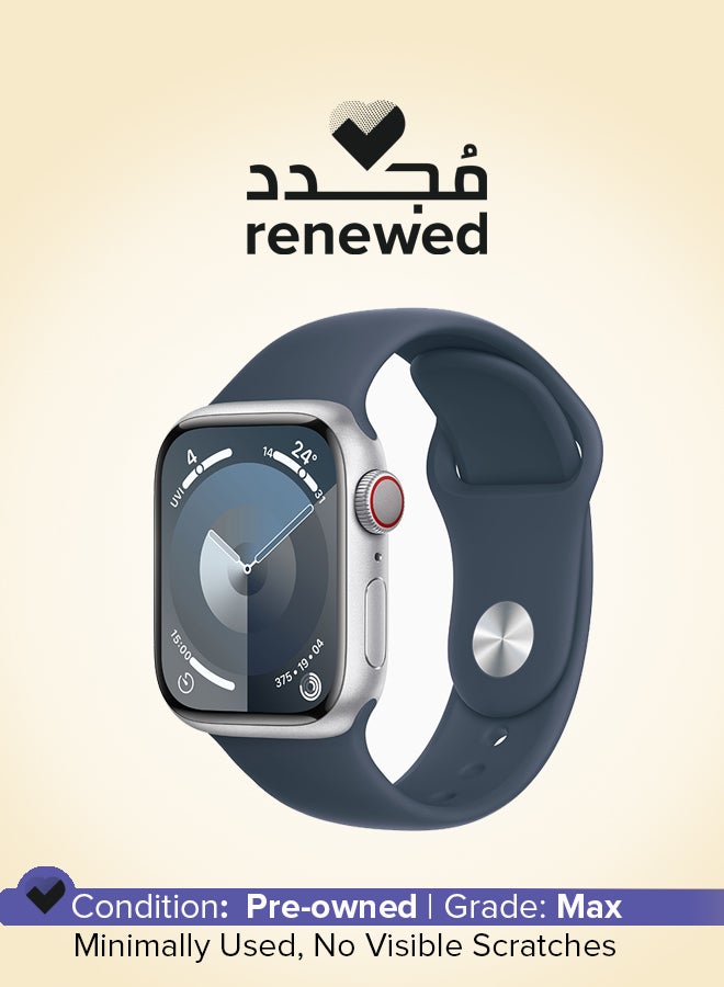 Apple Renewed - Watch Series 9 GPS + Cellular 45mm Aluminium Case With Storm Blue Sport Band Silver - Image 1