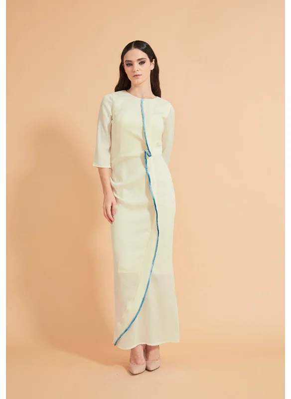 Thouq Asymmetric Contrast Lapel Detail Dress