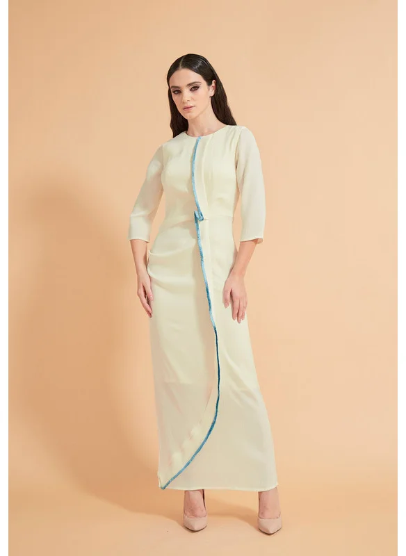 Thouq Asymmetric Contrast Lapel Detail Dress