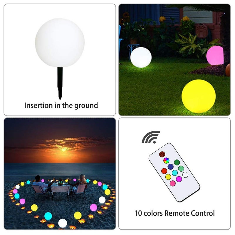 shumi شومي ضوء الكرة الشمسية - مصباح طاولة LED خارجي 12 بوصة، 10 ألوان RGB وضوء كروي قابل للتعتيم مع جهاز تحكم عن بعد، ديكور لروضة الأطفال والفناء والحديقة والساحة والشاطئ والممر - Image 2