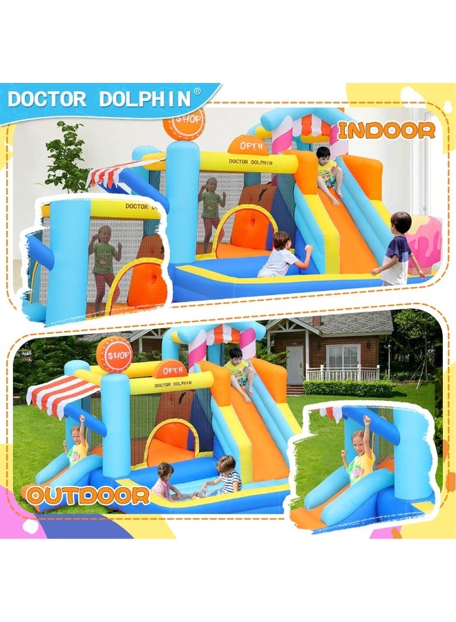 doctor dolphin FLOBO Kids Inflatable Bouncy Castle With 450W Air Pump (343x320x235cm, Age 3-8 Years) - Multicolor - Image 2