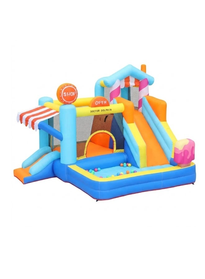 doctor dolphin FLOBO Kids Inflatable Bouncy Castle With 450W Air Pump (343x320x235cm, Age 3-8 Years) - Multicolor - Image 1