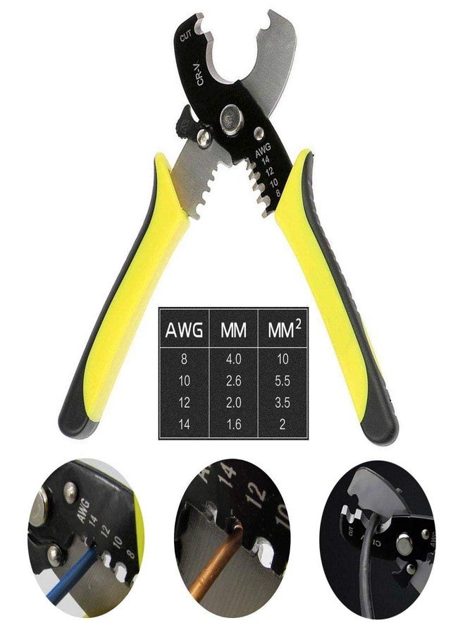 Digital Craft 2Pc Combo 8inch Multi Pliers Wire Stripper Electrician Wire Cutter Plier Crimping Nipper Hand Tools with Wire Stripper - Image 2