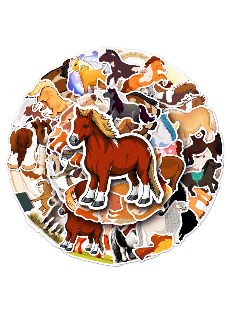 50Pcs Pony Stickers Waterproof Vinyl Decals for Cup Water Bottles Laptop Luggage Computer Mobile Phone Guitar Skateboard Decoration - Image 1