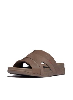 049-824 Fitflop Men Sandals Freeway Iii Mens Leather-Mix Slides - Java Java GV4-C75 Brown