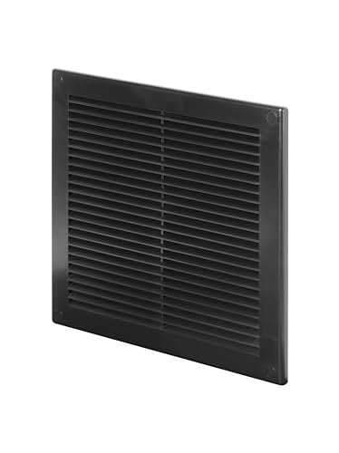 Awenta 8" x 8" Inch Square Plastic Black Ventilation Grille with Mesh - Intake, Exhaust, Dryer Soffit Air Vent Cap - HVAC Ceiling Register Vent Cover - Crawl Space Exhaust Wall Vent Hose - Image 1