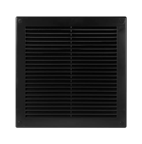 Awenta 8" x 8" Inch Square Plastic Black Ventilation Grille with Mesh - Intake, Exhaust, Dryer Soffit Air Vent Cap - HVAC Ceiling Register Vent Cover - Crawl Space Exhaust Wall Vent Hose - Image 3
