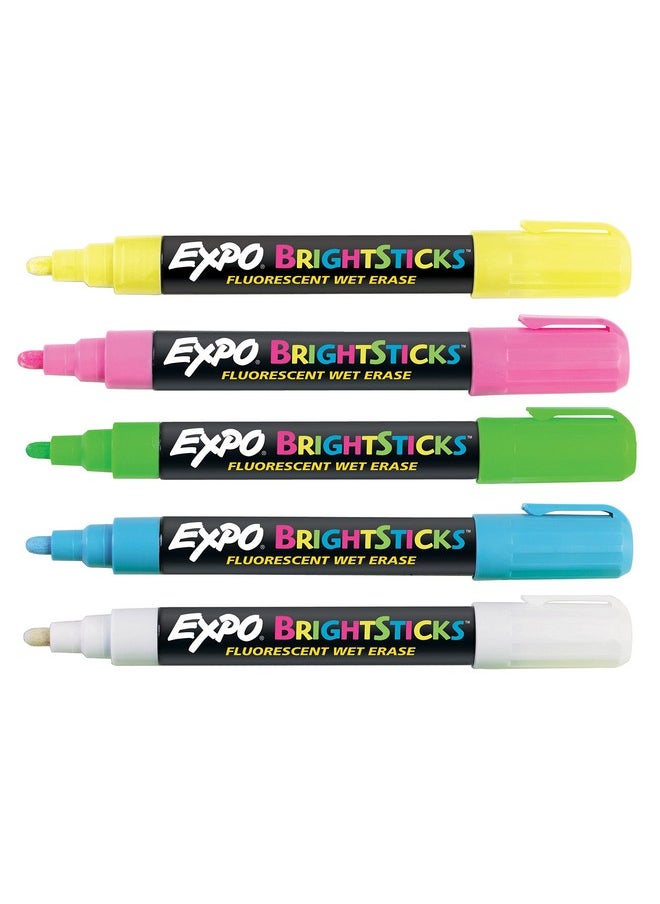 Expo EXPO Bright Sticks Wet Erase Fluorescent Markers, Bullet Tip, Assorted Colors, 5 Count  - Image 5