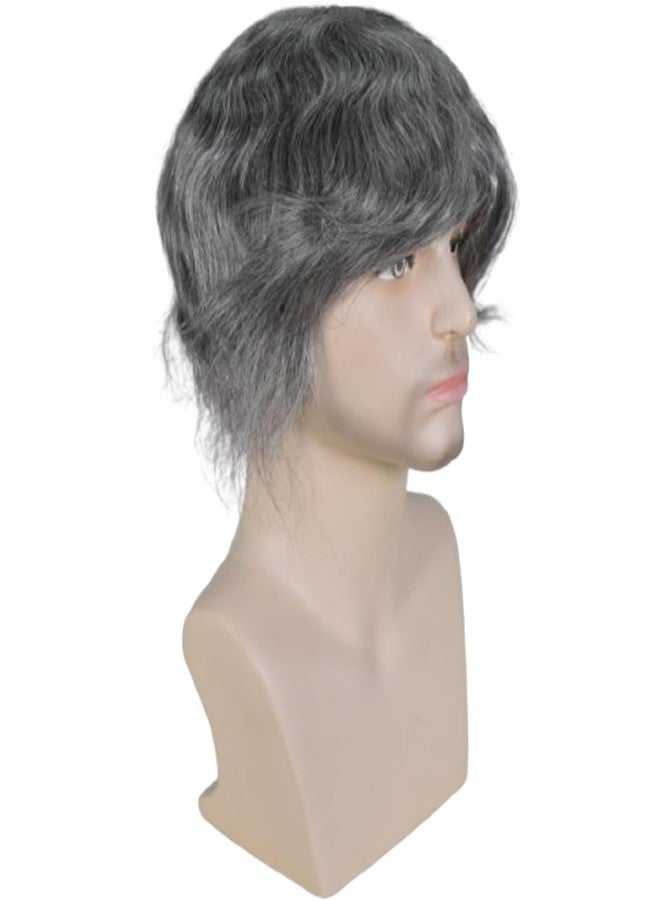 Voloria Durable Hair System for Men French Lace Front Fine Mono and Skin PU Around Mens Toupee Human Hair Pieces Natural Hairline Hair Replacement for Men 8x10INCH 1B Black with 50% White hair - Image 4