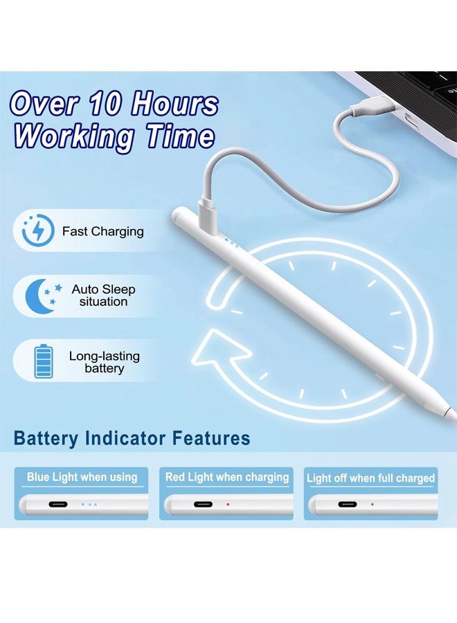 Muyixin قلم ستايلس لجهاز آيباد من أبل، شحن سريع لقلم آيباد من أبل مع رفض راحة اليد وحساسية الميل - قلم لجهاز آيباد 10/9/8/7/6، آيباد برو 12.9"/11"، آيباد ميني 6/5، آيباد إير 5/4/3 - Image 2