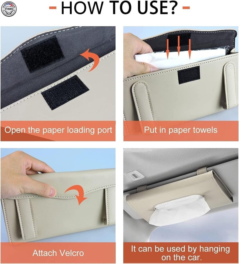 TEKCOOL حامل مناديل السيارة TEKCOOL، حامل مناديل شمسية، حامل مناديل للسيارة (بيج) - Image 3