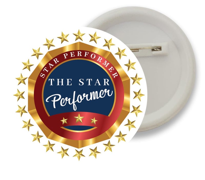 D2C Badges of Star performer of the Month Round Shape Badge For Students Colleges classes Office Small Business entrepreneur batches for Bags, Backpack, Size-58mm Multicolor D6 Pack of 5 - Image 5
