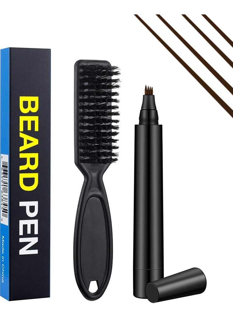 Kimaya Beard Pencil Filler For Men, Natural Beard Pen, Waterproof & Long Lasting Natural Makeup Beard Pen For Moustache & Eyebrows (Dark Brown) - Image 1