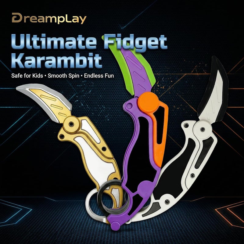Dreamplay Fidget Gravity Karambit Knife, 2 Pcs 3D Printed Gravity Toys Fake Knife Perfect for Anxiety Stress Relief Autism and ADD - Image 4