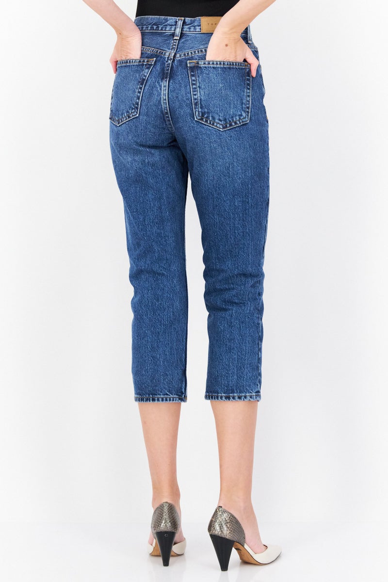 TOPSHOP جينز نسائي بقصة عادية غير قابلة للتمدد، أزرق - Image 3