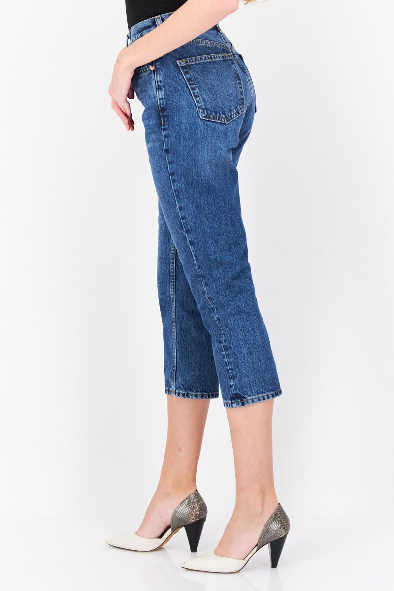TOPSHOP جينز نسائي بقصة عادية غير قابلة للتمدد، أزرق - Image 4