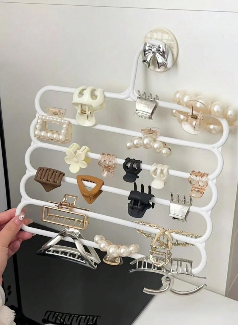 Bukela 2Pcs Hair Claw Organizer Rack – Wall Mounted Multi-Layer Storage Holder for Clips & Headbands, Large Capacity, Gift for Colleagues, Friends (White 2pcs) - Image 1